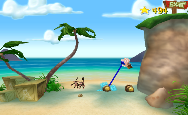 Tiki Towers (Wii) screenshot: Using the wiimote to build the tower