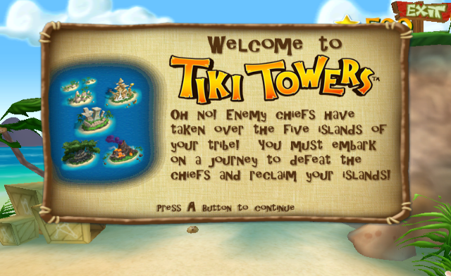 Tiki Towers (Wii) screenshot: Introduction