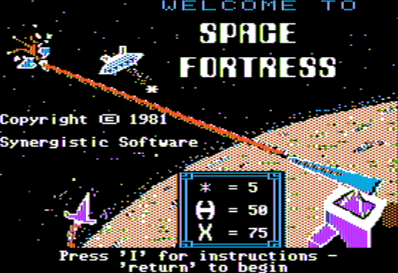 Escape from Arcturus (Apple II) screenshot: Space Fortress Title