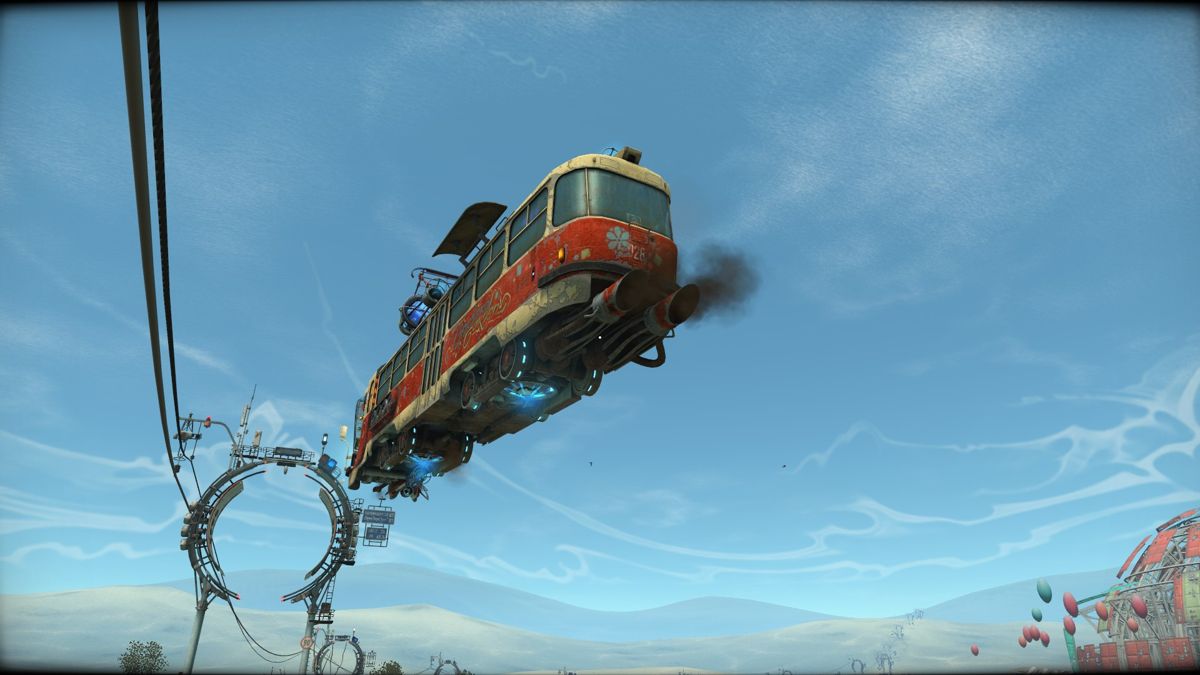 Cradle (Windows) screenshot: Tabaha flies away in a tram
