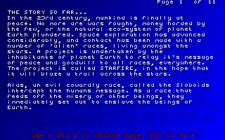 Star Hammer (DOS) screenshot: The Story So Far...