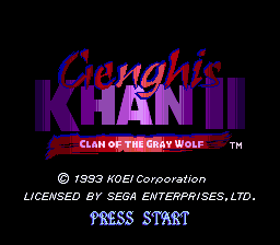 Genghis Khan II: Clan of the Gray Wolf (Genesis) screenshot: Title screen