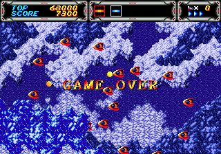 Thunder Force III (Genesis) screenshot: The level scrolls even after it is game over