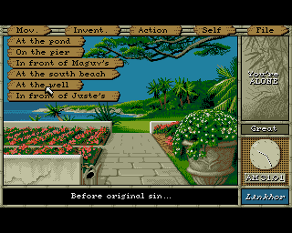 Maupiti Island (Amiga) screenshot: The garden