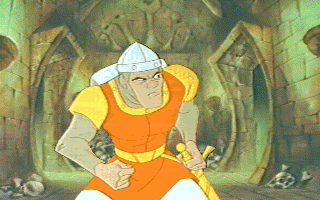 Dragon's Lair (DOS) screenshot: Dirk the Daring, looking just like you remember him from the arcade, now in your own home