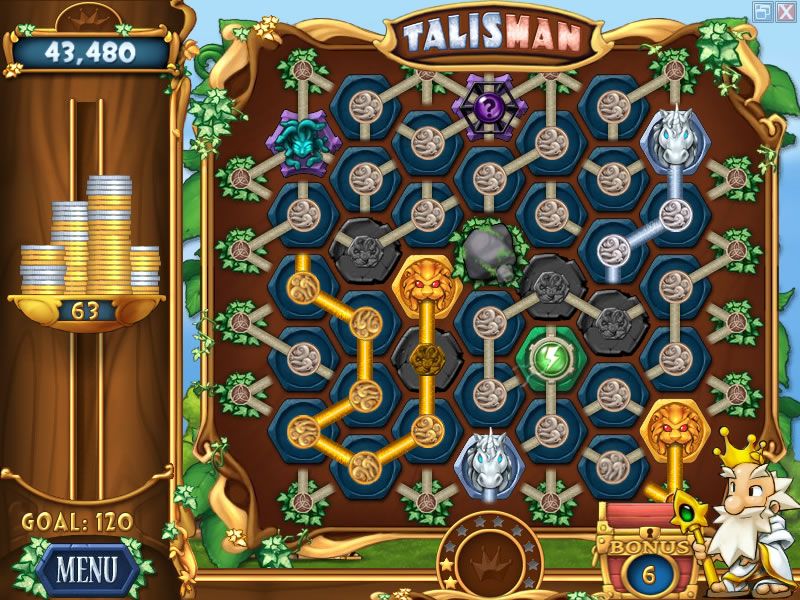 Talismania Deluxe (Windows) screenshot: Many bonus tiles at once, and a rock in the middle.