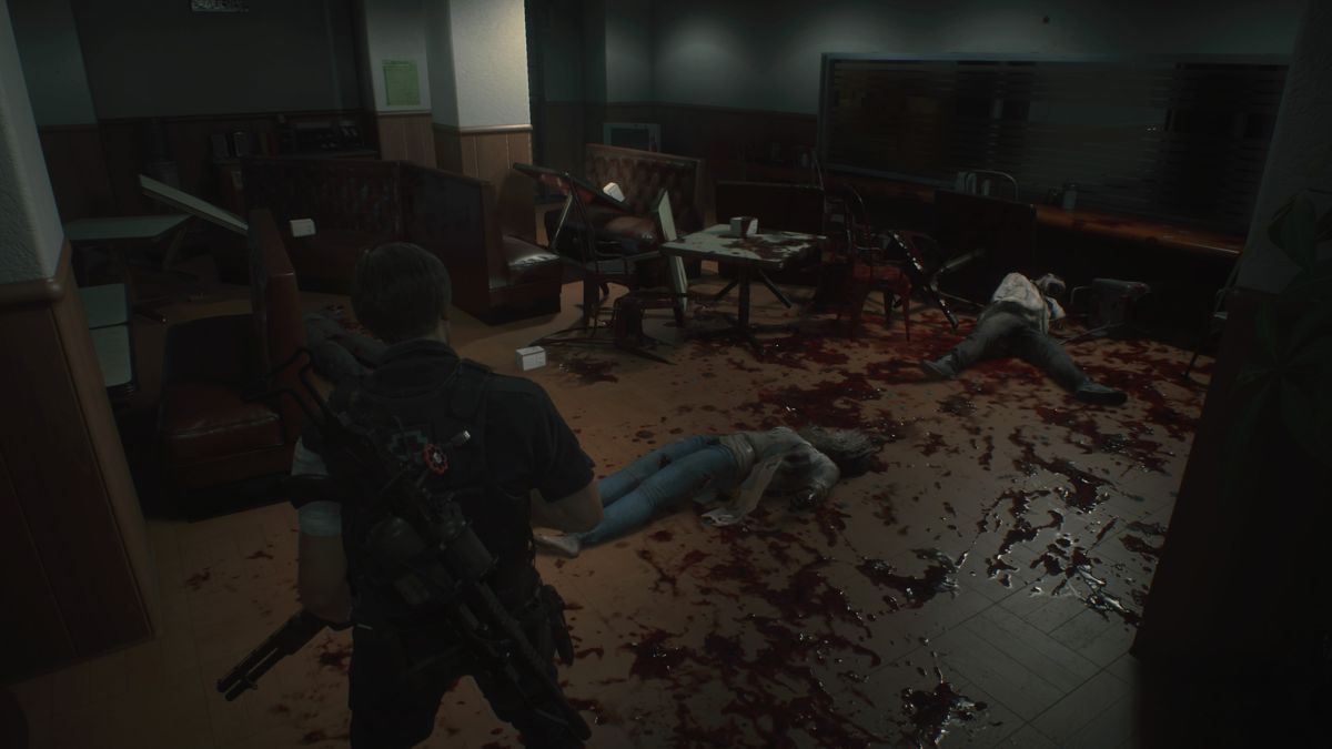 Resident Evil 2 (PlayStation 4) screenshot: Cafeteria seems quiet
