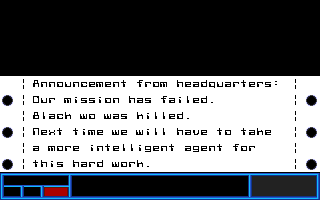 Mission Elevator (Amiga) screenshot: Mission failed