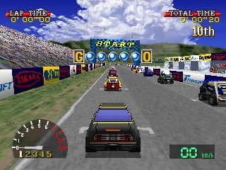 Choro Q: Ver.1.02 (PlayStation) screenshot: Waiting for semaphore lights to turn green to start the race