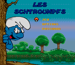 The Smurfs (Genesis) screenshot: Title screen - French