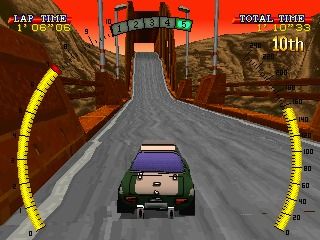 Choro Q: Ver.1.02 (PlayStation) screenshot: Bridge ahead