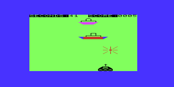 Action Games (VIC-20) screenshot: Seawolf - Destroyed a mine