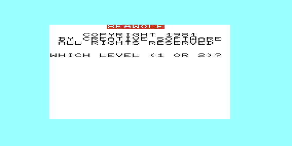 Action Games (VIC-20) screenshot: Seawolf - Title