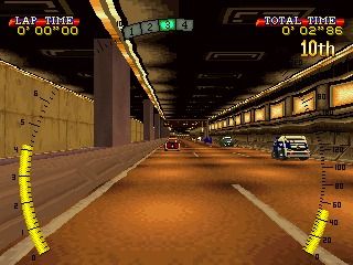 Choro Q: Ver.1.02 (PlayStation) screenshot: You can toggle 1st-person perspective during racing