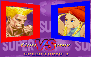 Super Street Fighter II Turbo (DOS) screenshot: Guile vs Cammy