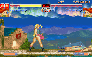 Super Street Fighter II Turbo (DOS) screenshot: Enemy Cammy is happy
