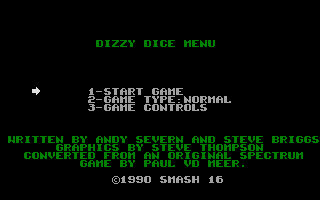 Dizzy Dice (Atari ST) screenshot: Menu