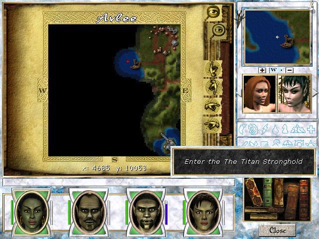 Might and Magic VII: For Blood and Honor (Windows) screenshot: The automap fills out as you explore - in this case, the elven realm Avlee. Very helpful descriptions here