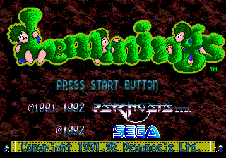 Lemmings (Genesis) screenshot: Title