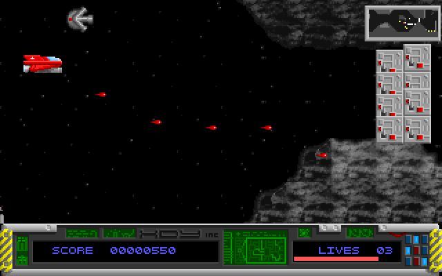 Mission Cobra 98 (DOS) screenshot: This is an example of the way ahead being blocked. The player must blast through in order to continue.