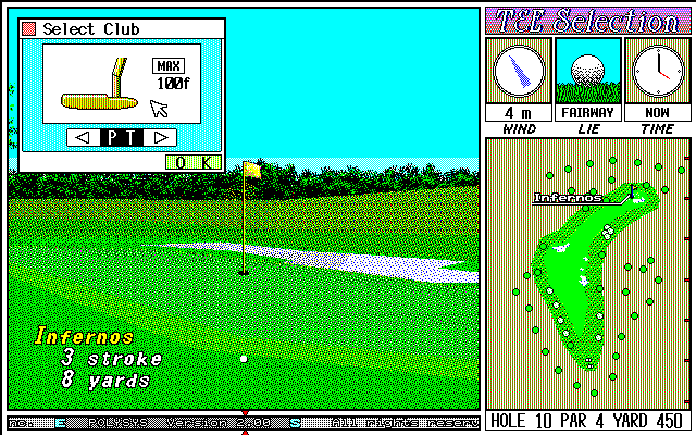New 3D Golf Simulation: T&E Selection (PC-98) screenshot: Selecting club
