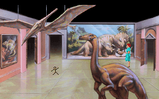 The Dagger of Amon Ra (DOS) screenshot: One of the dino rooms