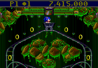 Sonic the Hedgehog: Spinball (Genesis) screenshot: rollercoaster ride, Sonic style