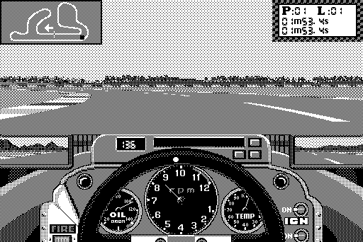 Grand Prix Circuit (Macintosh) screenshot: Taking the corner
