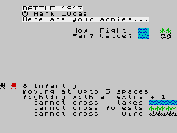 Battle 1917 (ZX Spectrum) screenshot: Instructions