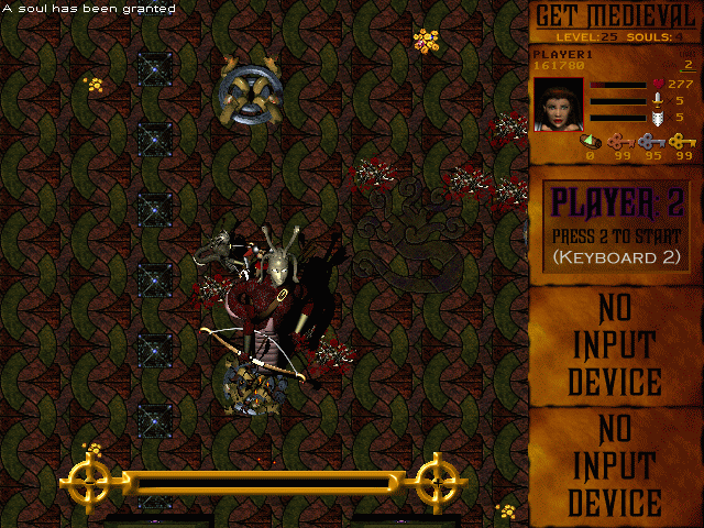 Get Medieval (Windows) screenshot: You can hide behind bosses, and if they don't see you they'll be none the wiser