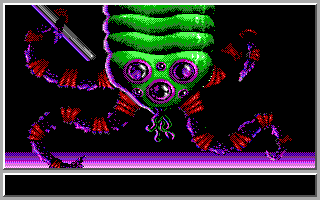 Star Control (DOS) screenshot: Ur-Quan overlord strikes a pose (EGA/Tandy)