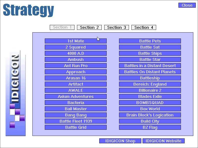 More Arcade/Strategy Games (Windows) screenshot: Strategy Games: Section 1