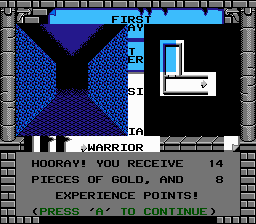 Swords and Serpents (NES) screenshot: Long, straight tunnel
