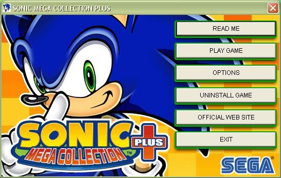 Sonic Mega Collection Plus (Windows) screenshot: When the collection is installed and started the player is presented with this menu