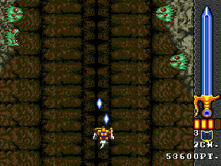 Phelios (Genesis) screenshot: Now flying through a dungeon