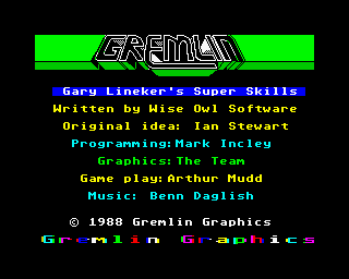 Gary Linekers Superskills (ZX Spectrum) screenshot: Title screen