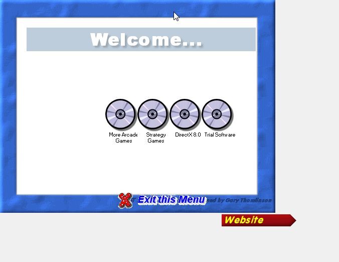 More Arcade/Strategy Games (Windows) screenshot: The main menu. This access the games on the CD and has to be installed on the user's machine