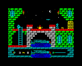 Spooky Castle (ZX Spectrum) screenshot: Keys need to be collected for progression