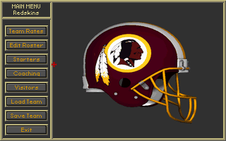 NFL Coaches Club Football (DOS) screenshot: Team editing; main menu