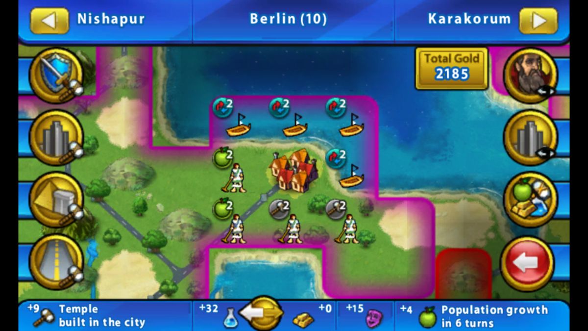 Sid Meier's Civilization: Revolution (Windows Phone) screenshot: City screen