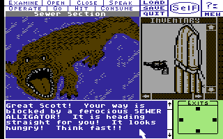 Deja Vu: A Nightmare Comes True!! (Commodore 64) screenshot: An alligator! Crikey!