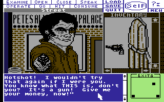 Deja Vu: A Nightmare Comes True!! (Commodore 64) screenshot: A mugger.