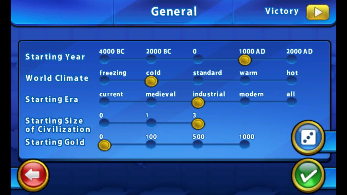 Sid Meier's Civilization: Revolution (Windows Phone) screenshot: Scenario creator