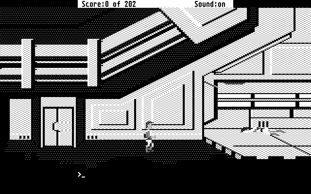 Space Quest: Chapter I - The Sarien Encounter (Atari ST) screenshot: Starting the game (Monochrome)