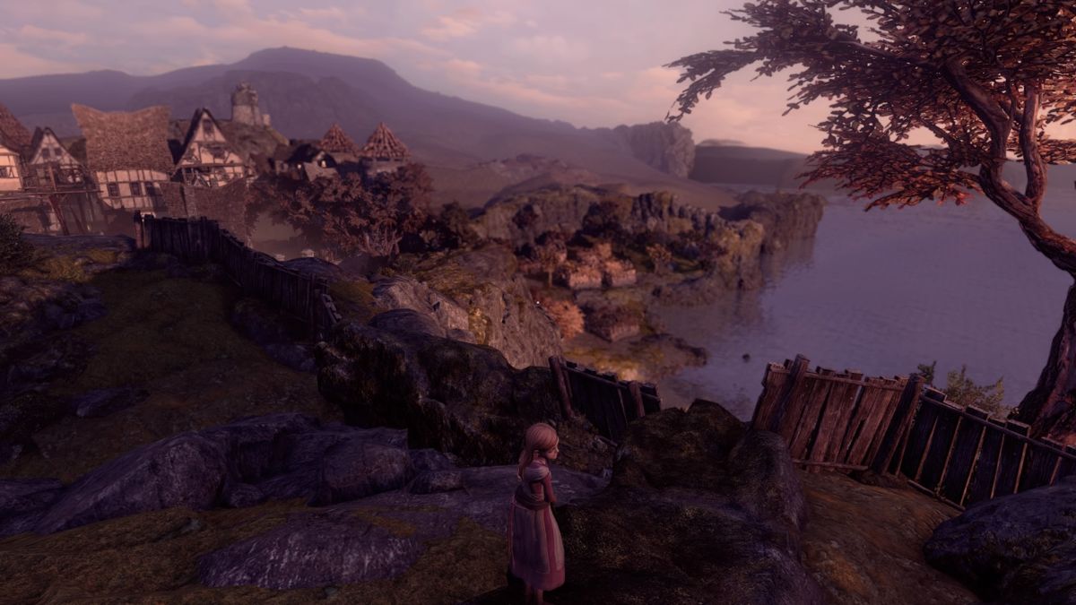 Shadwen (PlayStation 4) screenshot: Nice view of the coast and town below