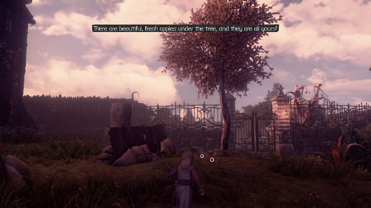Shadwen (PlayStation 4) screenshot: A pair of fallen apples for hungry little Lily