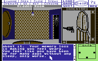 Deja Vu: A Nightmare Comes True!! (Commodore 64) screenshot: Underground tunnel.