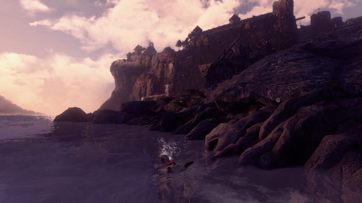 Shadwen (PlayStation 4) screenshot: Water doesn't kill you and swimming is possible, but there's very little of it throughout the game