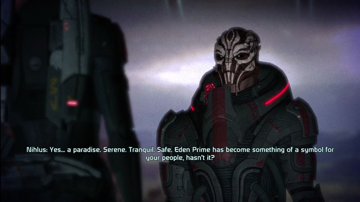 Mass Effect (Xbox 360) screenshot: Lots of alien races in Mass Effect, and humanity is still struggling to get their respect.