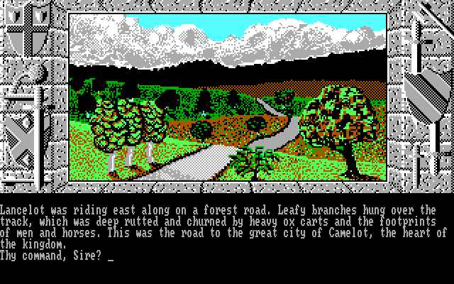 Lancelot (DOS) screenshot: Starting the game (EGA medium res)